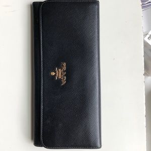 Black Prada saffiano continental  wallet